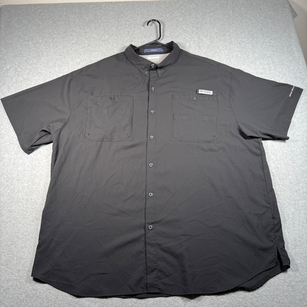 Columbia PFG Tamiami II Shirt Mens 3X Black Short Sleeve Fishing Button Up UPF40